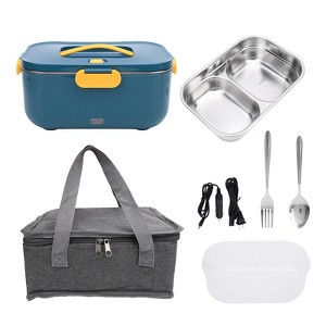 Angel Sar Electric Lunch Box, 2L Heated Lunch Box with Dual 304 Stainless Steel Compartments, Portable Food Warmer with Insulated Bag - 1 of 4