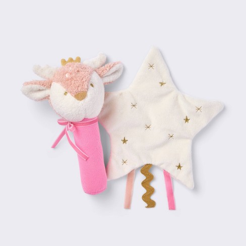 Deer Soft Rattle + Star Crinkle Paper Christmas Plush Baby Toy - Cloud Island™ - image 1 of 3