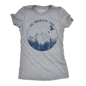 Womens On Mountain Time T Shirt Cute Outdoor Camping Tee For Ladies - Crazy Dog Women's T Shirt - 1 of 4