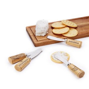 Twine Cork Handle Cheese Spreaders Knives Set - Appetizer Serving Knives - Cream Cheese Spreaders - Set of 4 - 1 of 4
