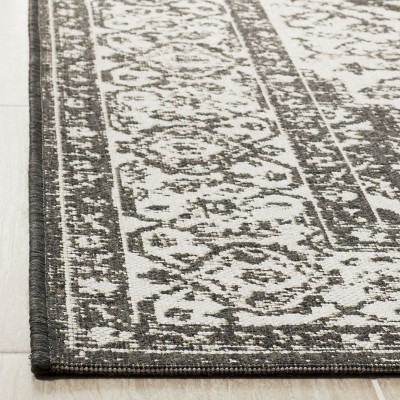 Linden Light Grey & Charcoal Geometric Synthetic Area Rug - 6'7" x 9'2"