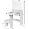 Coucheta Vanity Desk with LED Mirror - Makeup Table with Power Outlet, Storage Drawers & Stool for Bedroom - 4 of 4