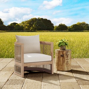 Christopher Knight Home Hayate Boho Patio Acacia Wood Woven Rope Club Chair with Lightweight Concrete Side Table - 1 of 4