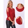 INSPIRE CHIC Women's Sparkle Sequin Cut Out Half Sleeve Party Club Velvet Blouse - 2 of 4