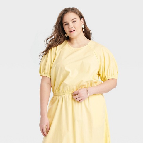 Women's Slim Fit Drape Wrap T-shirt - A New Day™ Yellow 3x : Target