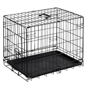 Lirago 24-Inch Black Single-Door Dog Cage - Durable Metal Kennel with Secure Lock, Collapsible Design, and Removable Tray - 1 of 4