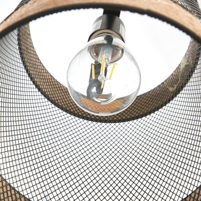 14.3" Black Natural Rope and Metal Mesh Pendant Light