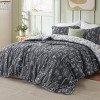 Bedsure | 2/3 Pcs Floral Printed Reversible Sage Green Comforter Set Queen Size Soft Designed Plants Pattern Bedding Set - 2 of 4