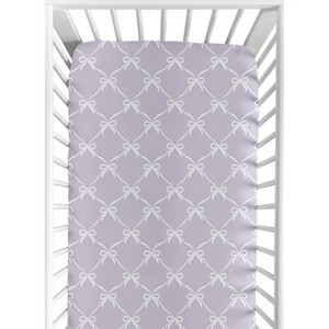 Sweet Jojo Designs Girls Baby Fitted Crib Sheet Ballerina and Ballet Bows Purple and White - 1 of 4
