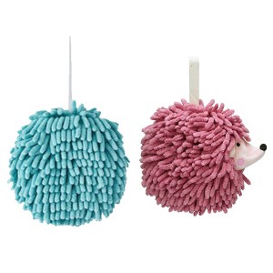 REGALWOVEN 2 Pcs Comfortable Soft Absorbent Chenille Ball Fuzzy Hand Towel for Home Decor - 1 of 4