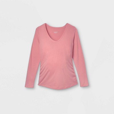 Long Sleeve Scoop Neck Side Shirred Maternity T-Shirt - Isabel Maternity by Ingrid & Isabel™