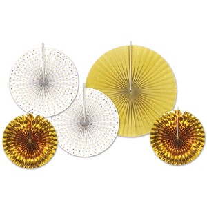 Beistle Assorted Paper & Foil Decorative Fans, Asstd, (10/Pkg) - 1 of 1