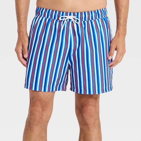Мужские брюки Goodfellow & Co Men's 5" Striped Swim Trunks - Goodfellow & Co™ Red/White/Blue L