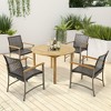 Tangkula Outdoor Rattan Chair Set of 4 Patio PE Wicker Dining Chairs w/ Acacia Wood Armrests Balcony Poolside - 2 of 4