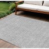 Silver Gray And Ivory Floral Washable Indoor Outdoor Area Rug - 2 of 4