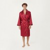Anna-Kaci Men's Satin Robe with Subtle Stripe Texture Contrast Trim and Waist Tie - 3 of 4