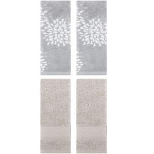 REGALWOVEN 4 Pcs Bathroom Decorative Cotton Soft Absorbent Sold Striped Hand Towel 14" x 30" - 1 of 4