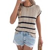 Womens Summer Spring Casual Cap Sleeve Sweater Vest Crewneck Short Sleeve Sweaters Trendy Knit Tops - 2 of 4
