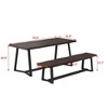 FUFU&GAGA Wooden Outdoor Table and Bench Set - Rustic Patio Table Patio Furniture with Metal Legs - 4 of 4