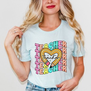 Simply Sage Market Teacher Pencil Heart Short Sleeve Tee - 1 of 4