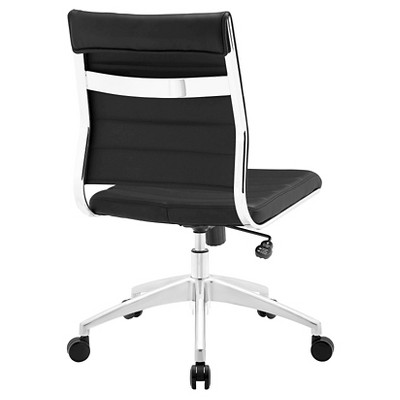 Black Vinyl Armless Midback Swivel Office Chair