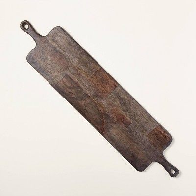 40"x9" Wooden Paddle Serving Board with Handles Faded Black - Hearth & Hand™ with Magnolia
