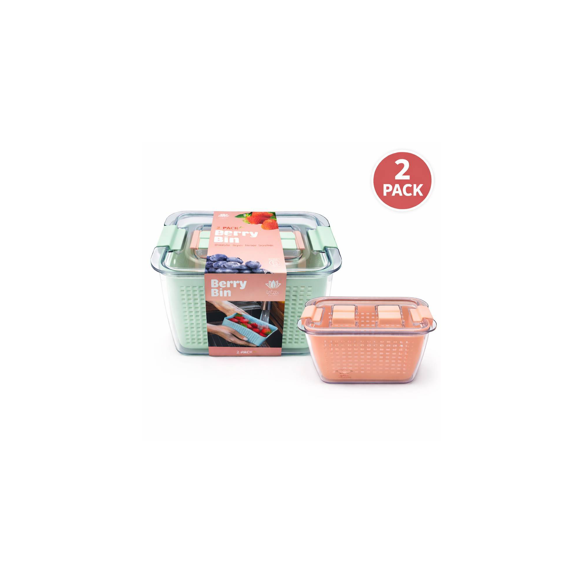 Lotus Sustainables Berry Bin All-in-One Storage Container - 2pk
