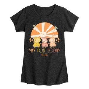 Girls' - Peppa Pig - Suzy Sheep and Rebecca Rabbit Yay For Today Fitted Short Sleeve Graphic T-Shirt - 1 of 4