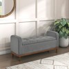 TiramisuBest 62" Modern Tufted Button Storage Bench with Rolled Arms – Upholstered Ottoman for Bedroom, Living Room, Foyer (Grey) - 4 of 4