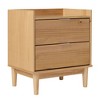 Okak 2-Drawer Bedside Table Mid-Century Modern, Solid Wood Accent Nightstand with Easy-Pull Drawers for Bedroom Small Spaces, Natural Wood - 3 of 4