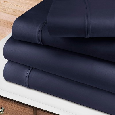 California Design den 400 Thread Count 100% Cotton 6-Pieces Sheet Set, Indigo Navy Blue, Queen