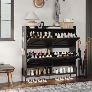 Whizmax 4-Drawer Shoe Cabinet, Freestanding Entryway Organizer with Flip-Up Doors, Metal Legs, Narrow Shoe Rack for Dry/Wet Separation Storage - 1 of 4