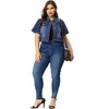 Women's Plus Size Short Sleeve Button-Down Cropped Denim Fashion Jean Jackets - Agnes Orinda - 3 of 4