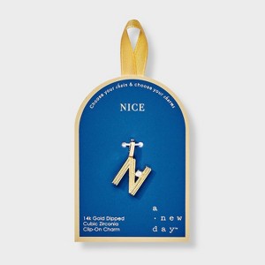 14K Gold Dipped Cubic Zirconia Ribbed Letter Charm - A New Day™ Gold - 1 of 2