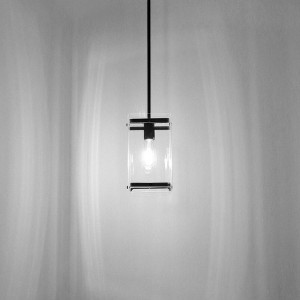 DORESshop Modern 1-Light Black Pendant Light with Clear Tempered Glass Shade, No Bulb Included - 1 of 4