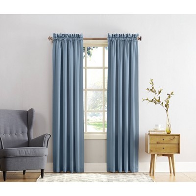 Vintage Blue Room Darkening Rod Pocket Curtain Panel