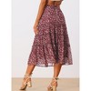 INSPIRE CHIC Women's Floral Elastic Waist Tiered Ruffle Boho Midi Skirts - 4 of 4