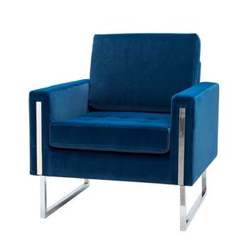 Idmon Modern Tufted Wooden velvet Club Chair with Metal Legs for Bedroom and Living Room | ARTFUL LIVING DESIGN