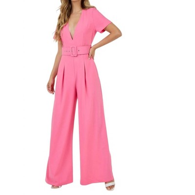Women's V-NECK WIDE LEG JUMPSUIT - CQbyCQ S