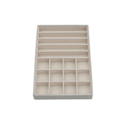 Silver Stackable Jewelry Trays with Felt Interior, Set of 3