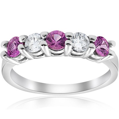Pompeii3 1 Ct Pink Sapphire & Diamond Ring 14k White Gold - Size 7 : Target