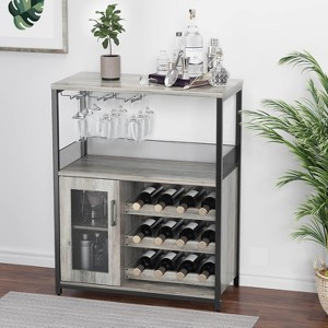 Wine Bar Rack Cabinet - Detachable Wine Rack, Industrial Coffee Bar, Farmhouse Sideboard & Buffet with Storage, for Bar Kitchen Dining Living - 1 of 4