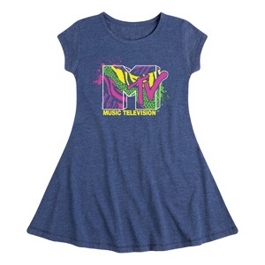 Girls' - MTV - Animal Print Splatter Fit & Flair Cap Sleeve Dress - 1 of 2