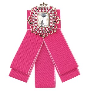 INSPIRE CHIC Women's Rhinestone Ribbon Brooch Pre-Tied Bow Tie 1 PCS - 1 of 4