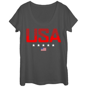Women's Lost Gods Fourth of July  USA Stripe Design Scoop Neck - 1 of 3