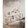 Yukimo 75"H 3-Tier Faux Marble Console Table - Large Size, Golden Geometric Iron Frame, Adjustable Foot Pads, for Entryway/Living Room/Hallway - 2 of 4