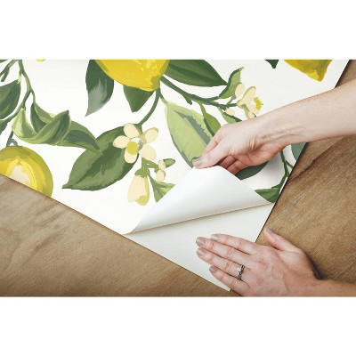 Lemon Zest Yellow and White Vinyl Peel and Stick Wallpaper