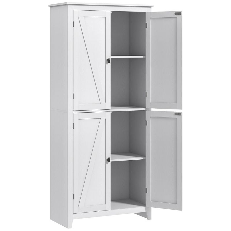 HOMCOM 72" Freestanding 4-Door Kitchen Pantry, Storage Cabinet Organizer with 4-Tiers, and Adjustable Shelves, 4 of 7