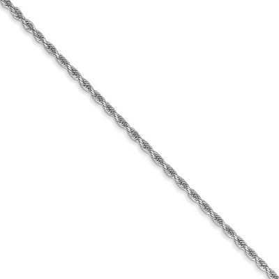 Black Bow Jewelry 1.5mm 14k White Gold Solid Diamond Cut Rope Chain Necklace