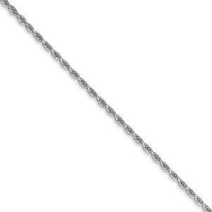 Black Bow Jewelry 1.5mm 14k White Gold Solid Diamond Cut Rope Chain Necklace - 1 of 4